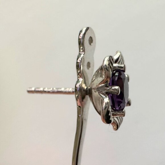 Amethyst Flower Stud Earrings with Beautiul (Removable) Rainbow Topaz Dangles - Picture 12 of 16